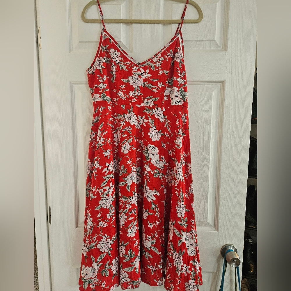 Esperanza Red and Pink Floral Midi Dress